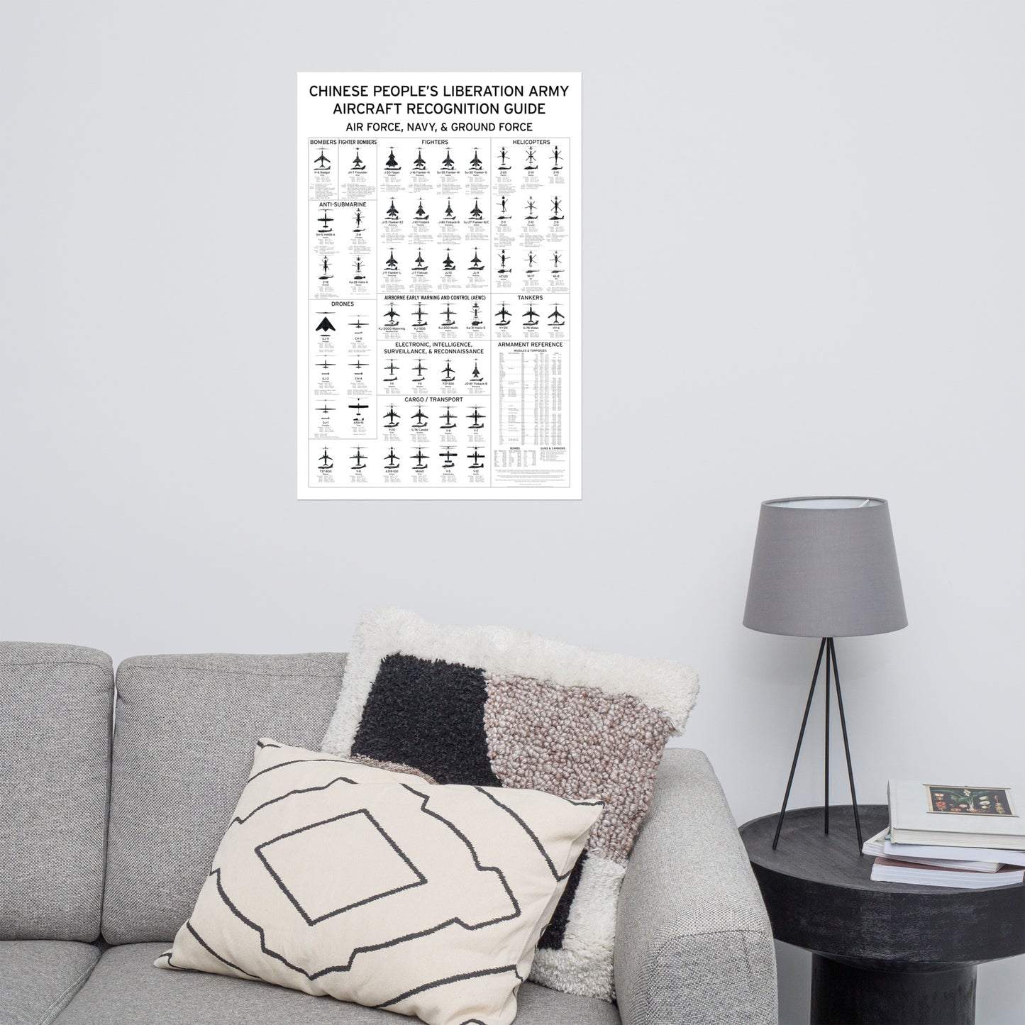 Aircraft Recognition Playing Cards Poster - Chinese People's Liberation Army Edition - Armament Guide