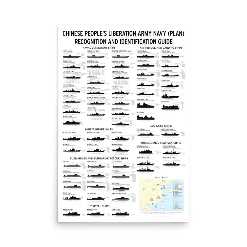 Ship Recognition Playing Cards Poster - Chinese People's Liberation Army Edition - Armament Guide