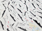 Chinese PLA Navy ship recognition playing cards spread showing warships, submarines, and amphibious craft