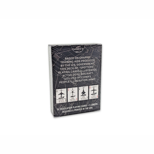 Recon Cards PLA edition playing cards box (rear) with linen embossed finish, printed in the USA