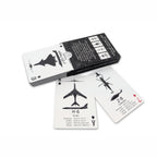 Chinese PLA aircraft recognition cards spread showing fighters, bombers, and transport silhouettes