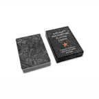 Recon Cards PLA edition playing cards box and back of cards with linen embossed finish, printed in the USA