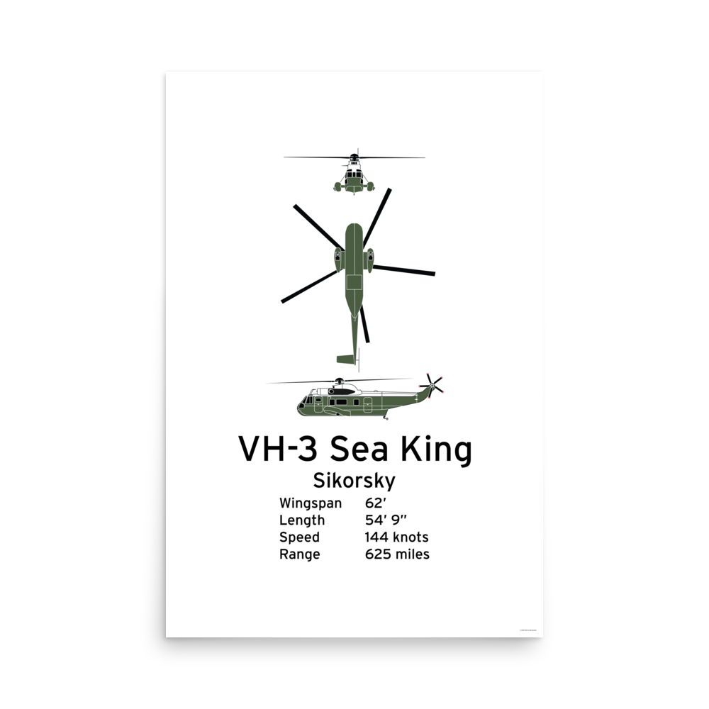 VH-3 Sea King Poster - Presidential Marine One Helicopter