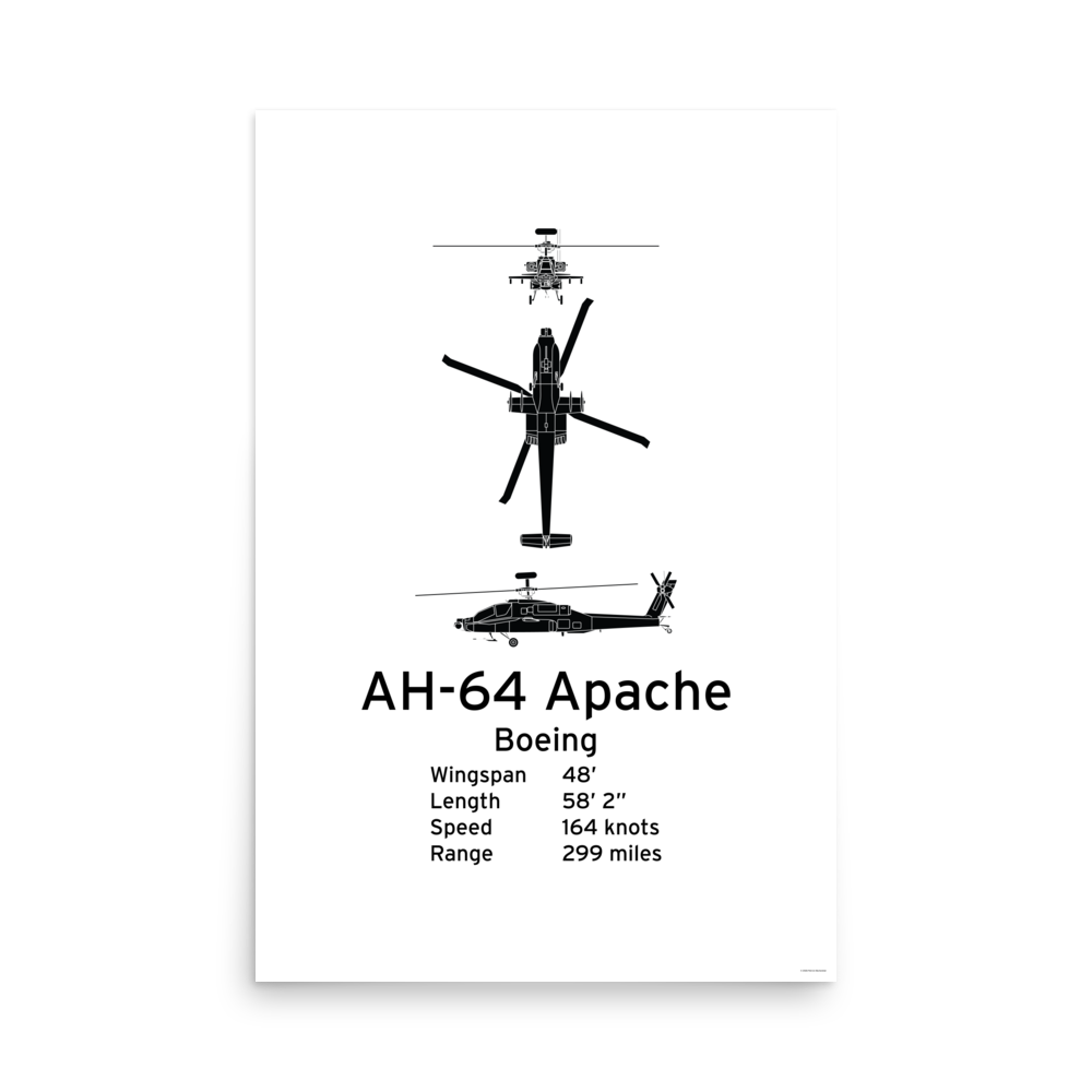 AH-64 Apache Poster - Army Attack Helicopter