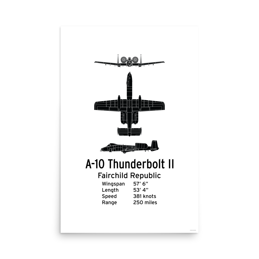 A-10 Thunderbolt II (Warthog) Poster - Close Air Support Attack Aircraft