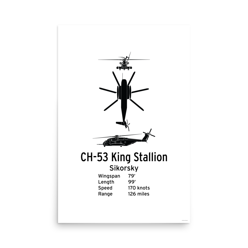 CH-53 King Stallion Poster - Heavy-Lift Marine Helicopter