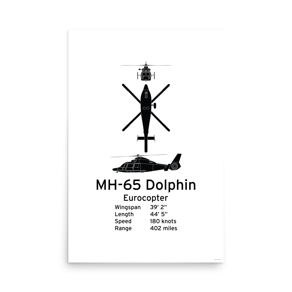 MH-65 Dolphin Poster - Coast Guard Search & Rescue Helicopter